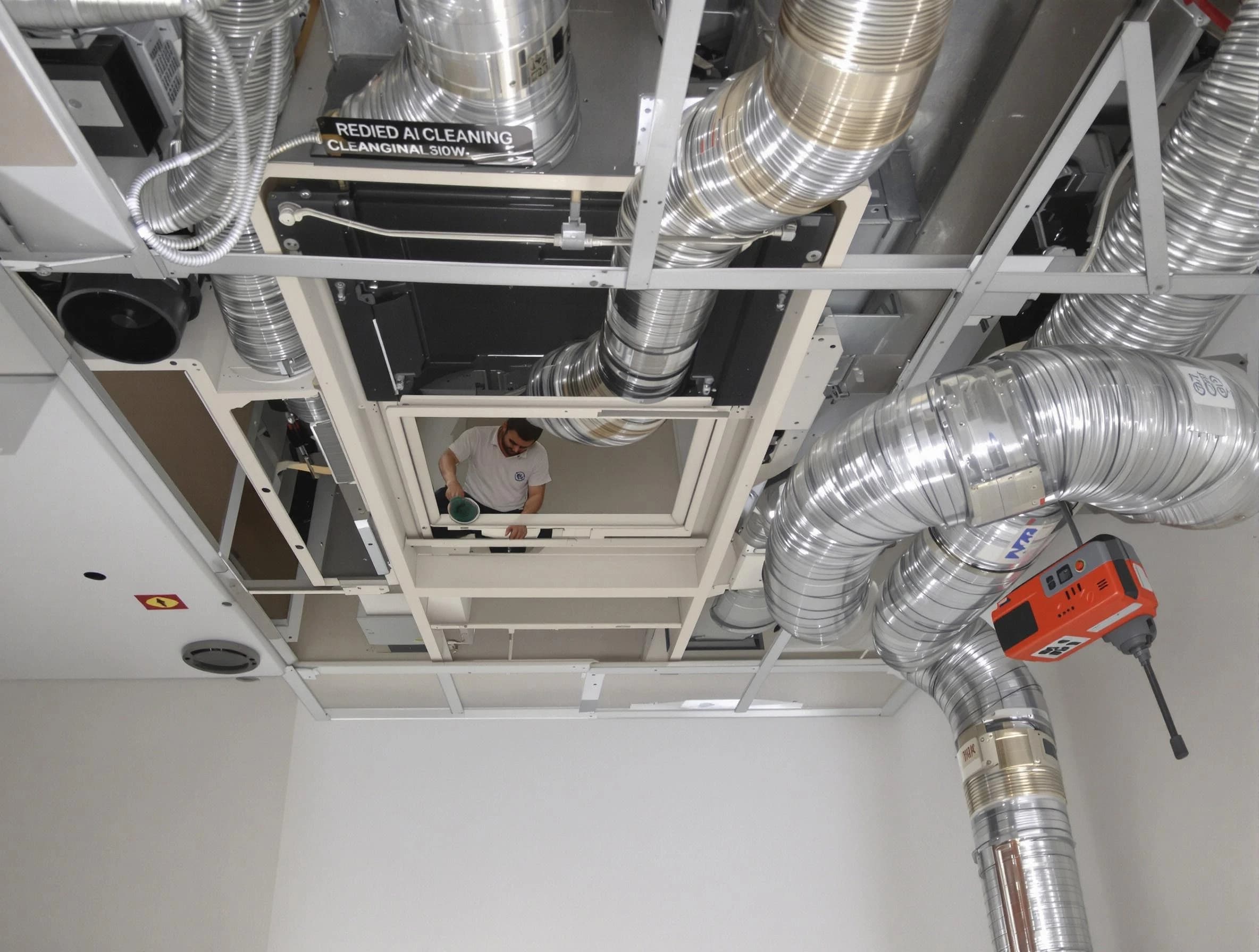 Parker Air Duct Cleaning technician performing detailed central duct system cleaning in Parker