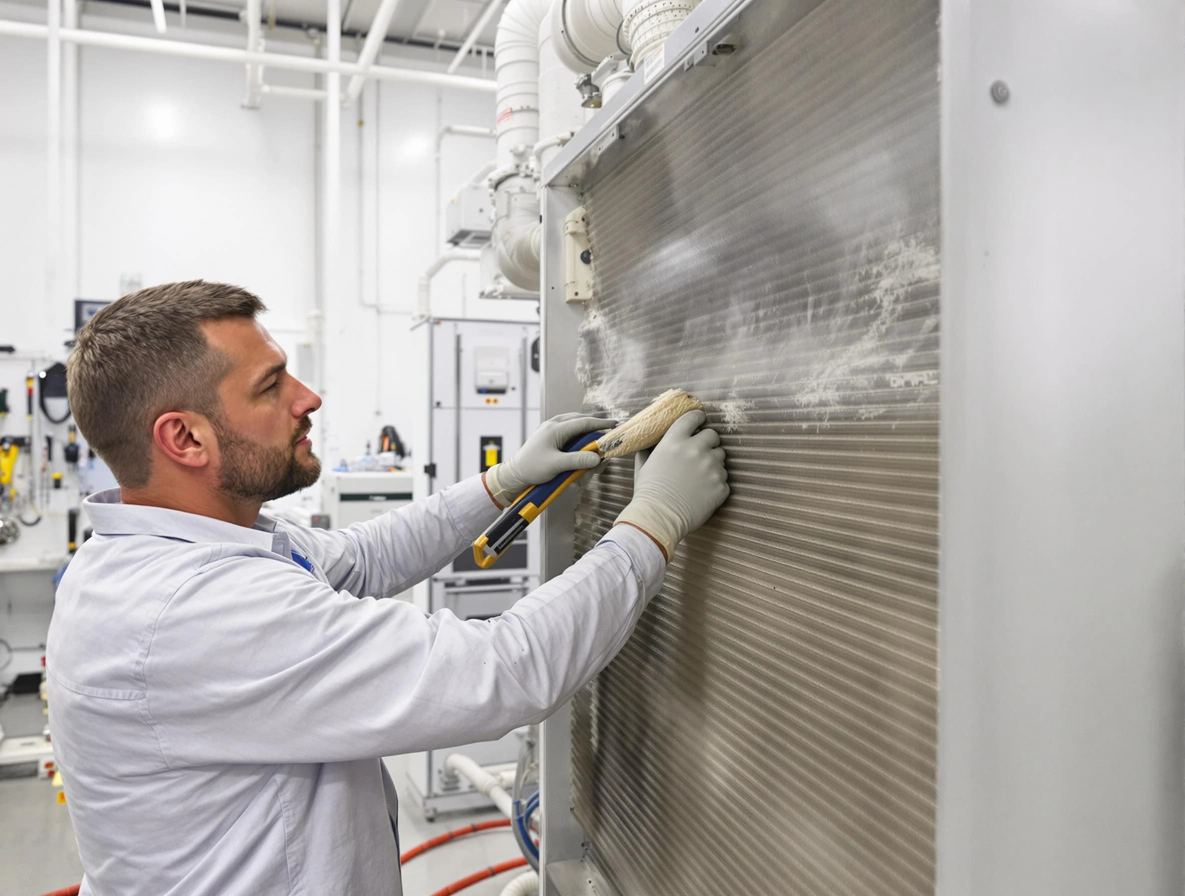 Parker Air Duct Cleaning technician performing precision commercial coil cleaning at a Parker business