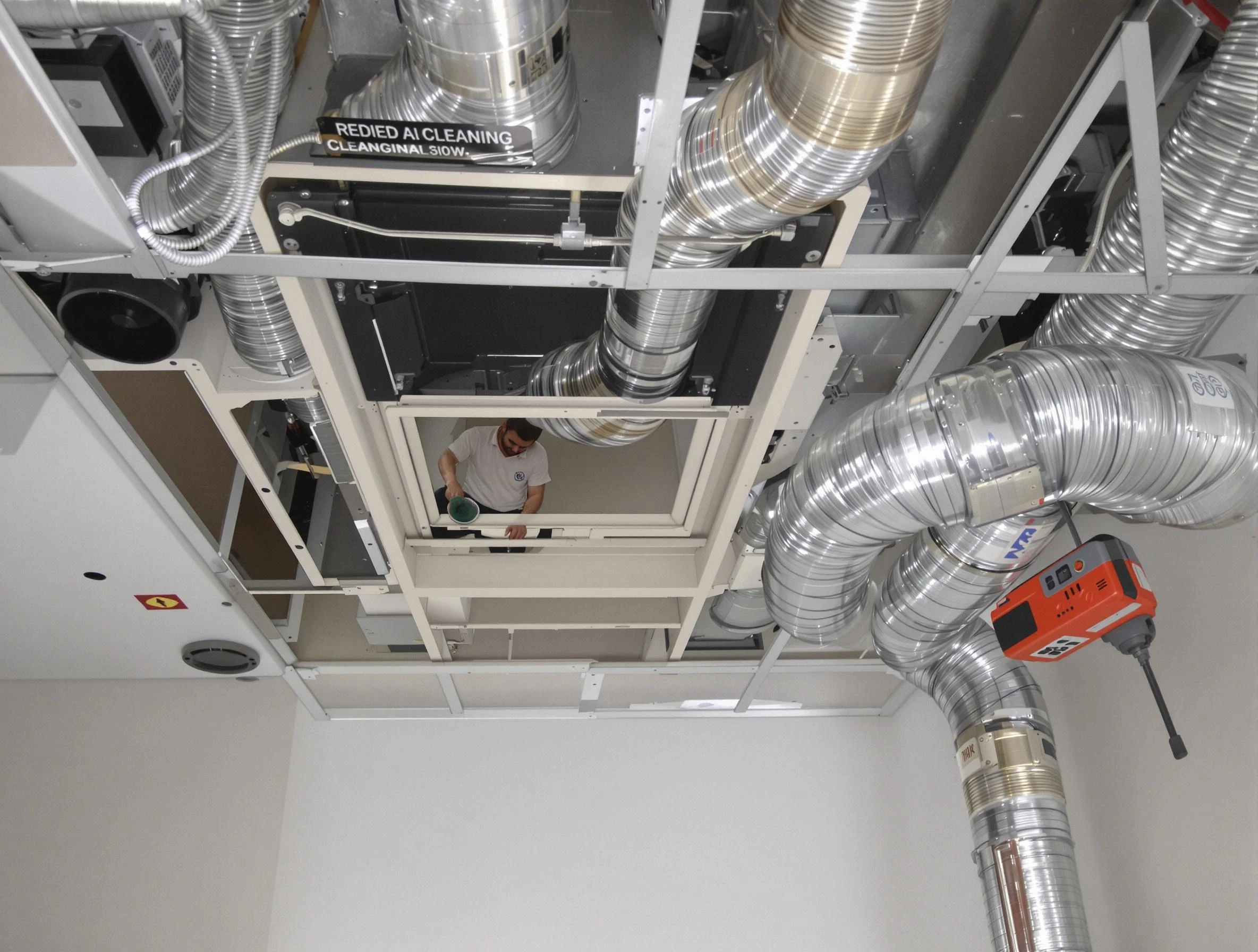 Parker Air Duct Cleaning technician performing detailed central duct system cleaning in Parker