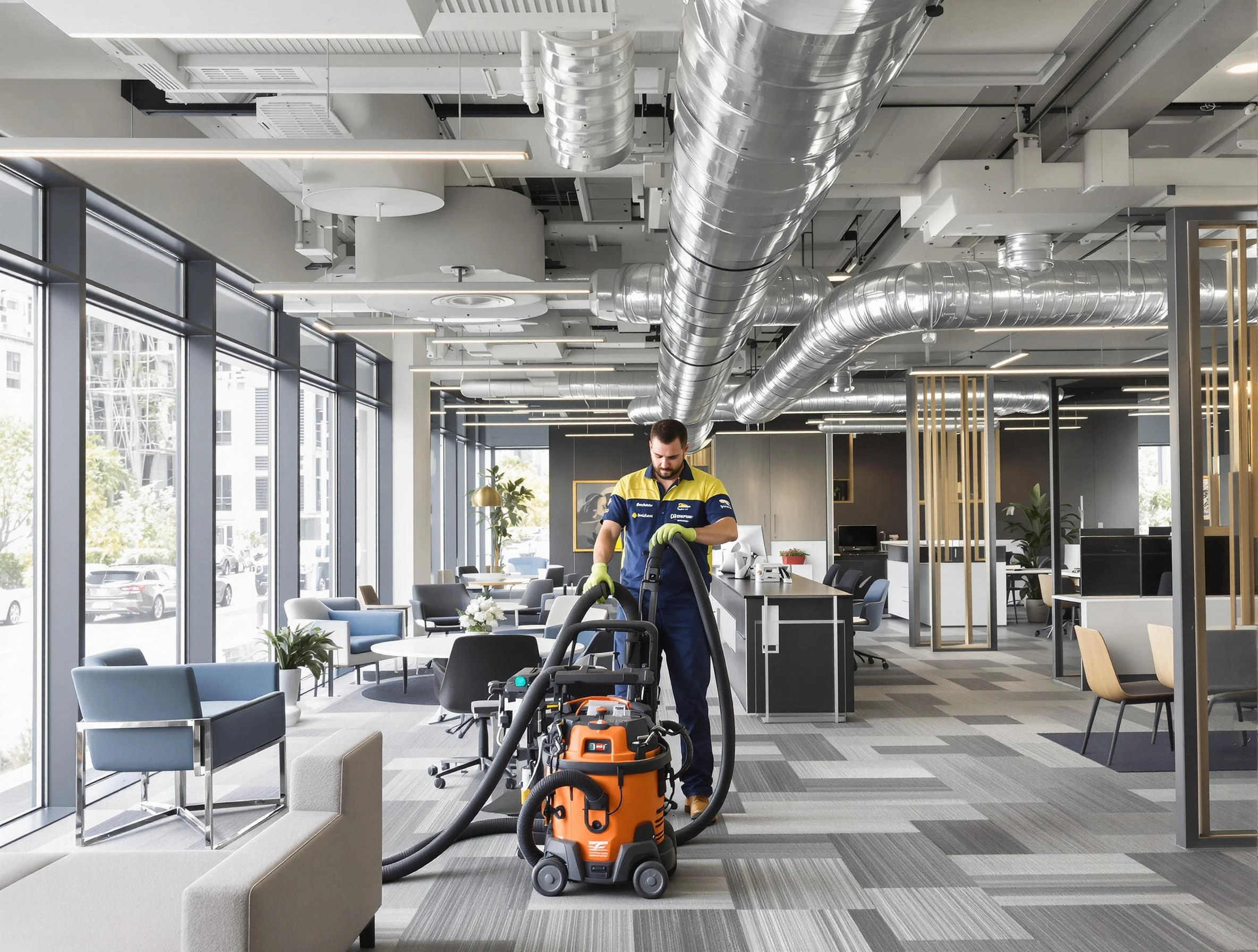 Parker Air Duct Cleaning team performing thorough commercial duct cleaning at a Parker business center
