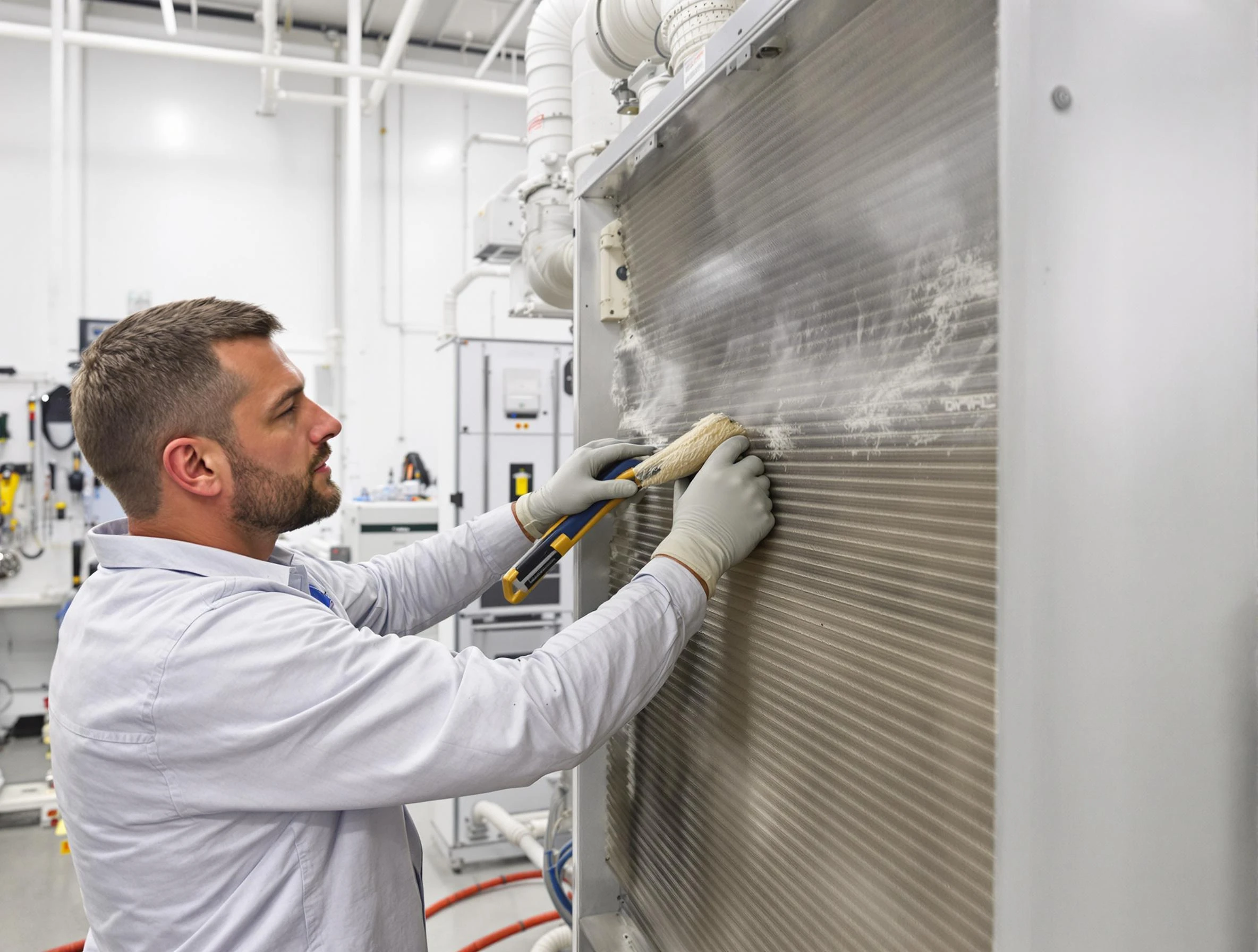 Parker Air Duct Cleaning technician performing precision commercial coil cleaning at a Parker business