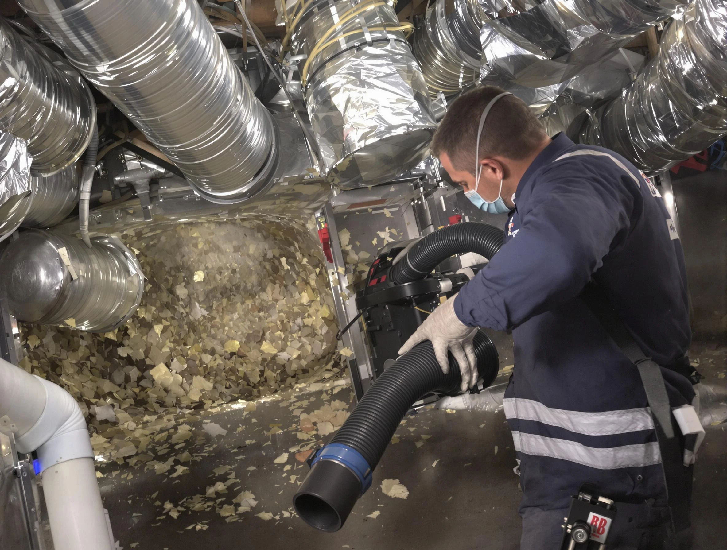 Parker Air Duct Cleaning specialist operating negative pressure cleaning equipment for thorough duct maintenance in Parker